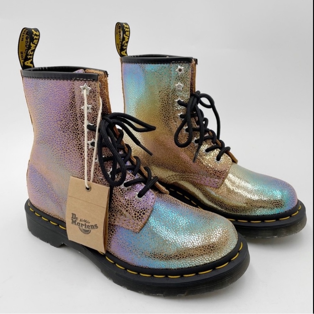 Dr. Martens 1460 Rainbow Ray Suede Lace Up Boots 8 eye